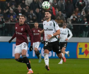 Karol Nawrocki na meczu Legia Warszawa - Sparta Praga