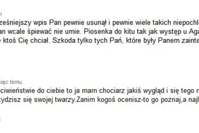 Adam Kraśko obraża internautę