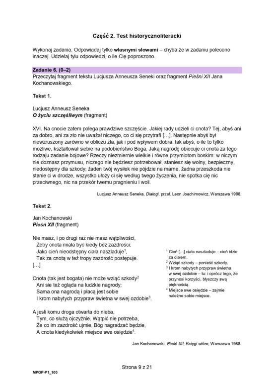Matura próbna 2023 język polski - arkusz CKE
