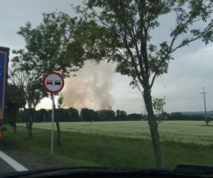 Pożar słomy w Jordanowie Śląskim
