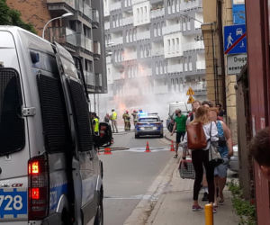 Pożar w centrum Wrocławia. Koparka uszkodziła gazociąg
