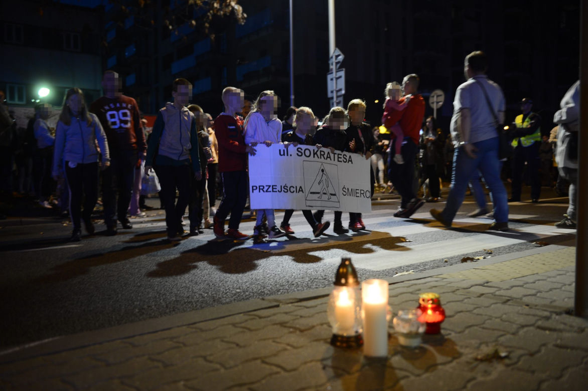 Protest mieszkańców przy ul. Sokratesa