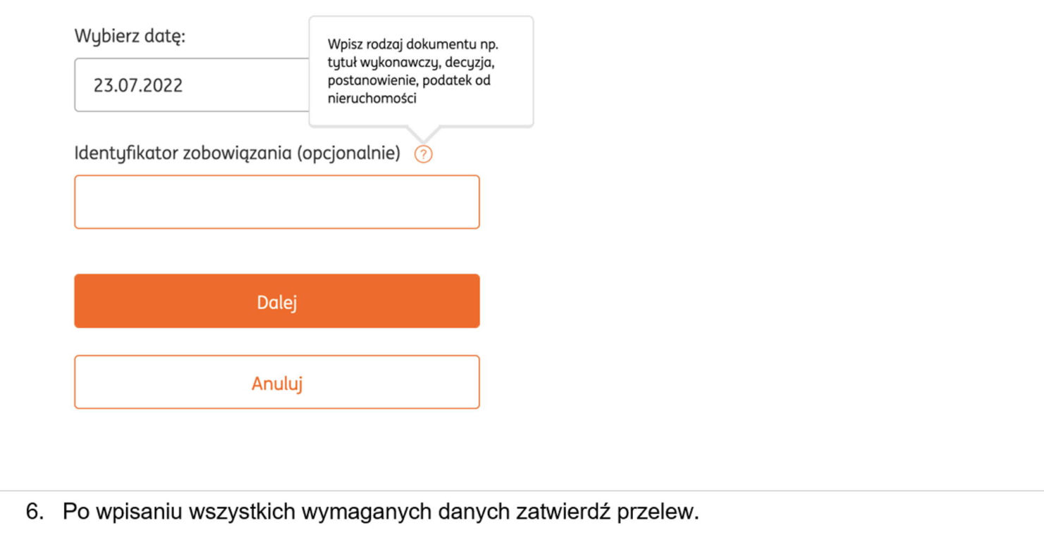 Przelew internetowy za mandat