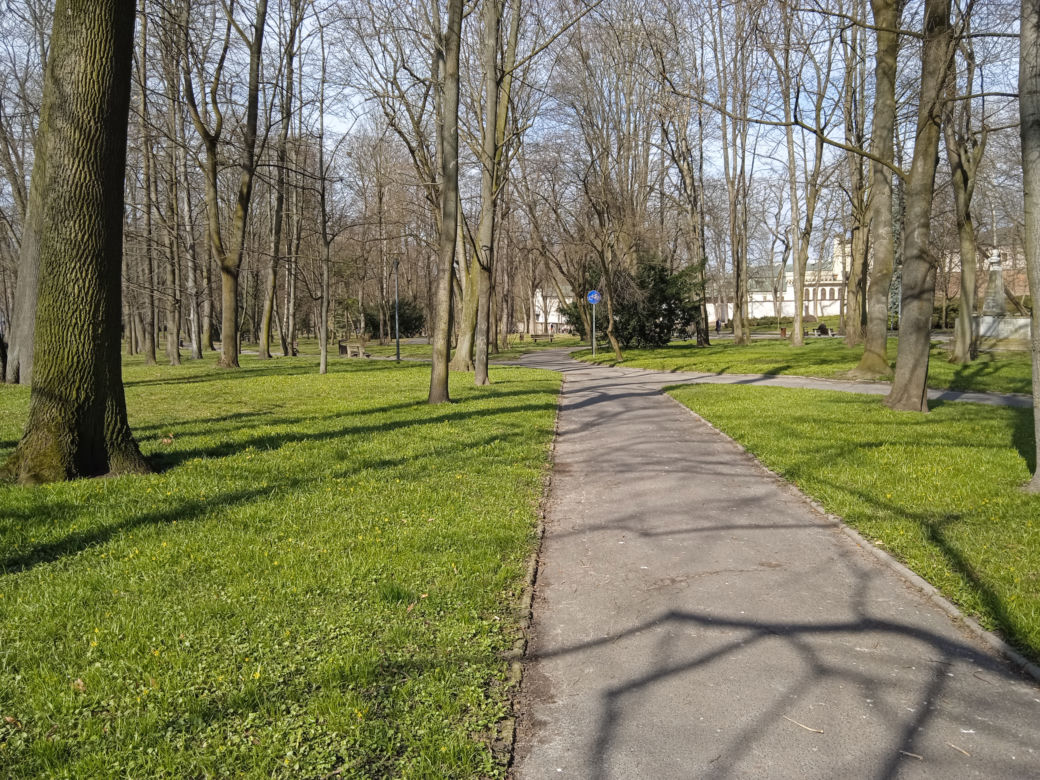 Wiosna w Kielcach. Coraz więcej zieleni i spacerowiczów w parku miejskim
