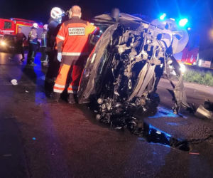 Wypadek w Łysomicach koło Torunia. Samochody wyglądały jak po bitwie