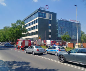 Białystok. Pożar w biurowcu przy ul. Świętojańskiej. Ewakuacja pracowników