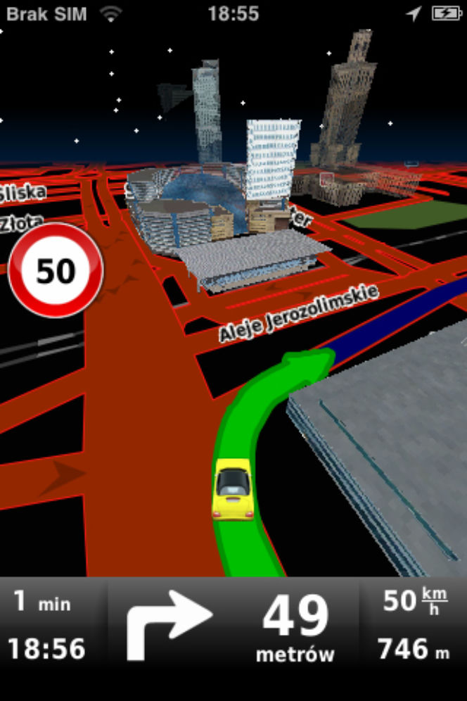Mapa do nawigacji GPS na iPhone