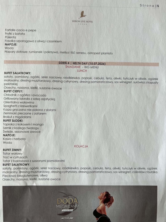 Doda pokazała menu na campie