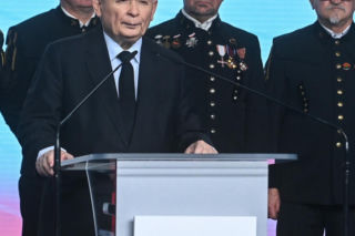 Konferencja prasowa prezesa PIS Jarosława Kaczyńskiego.