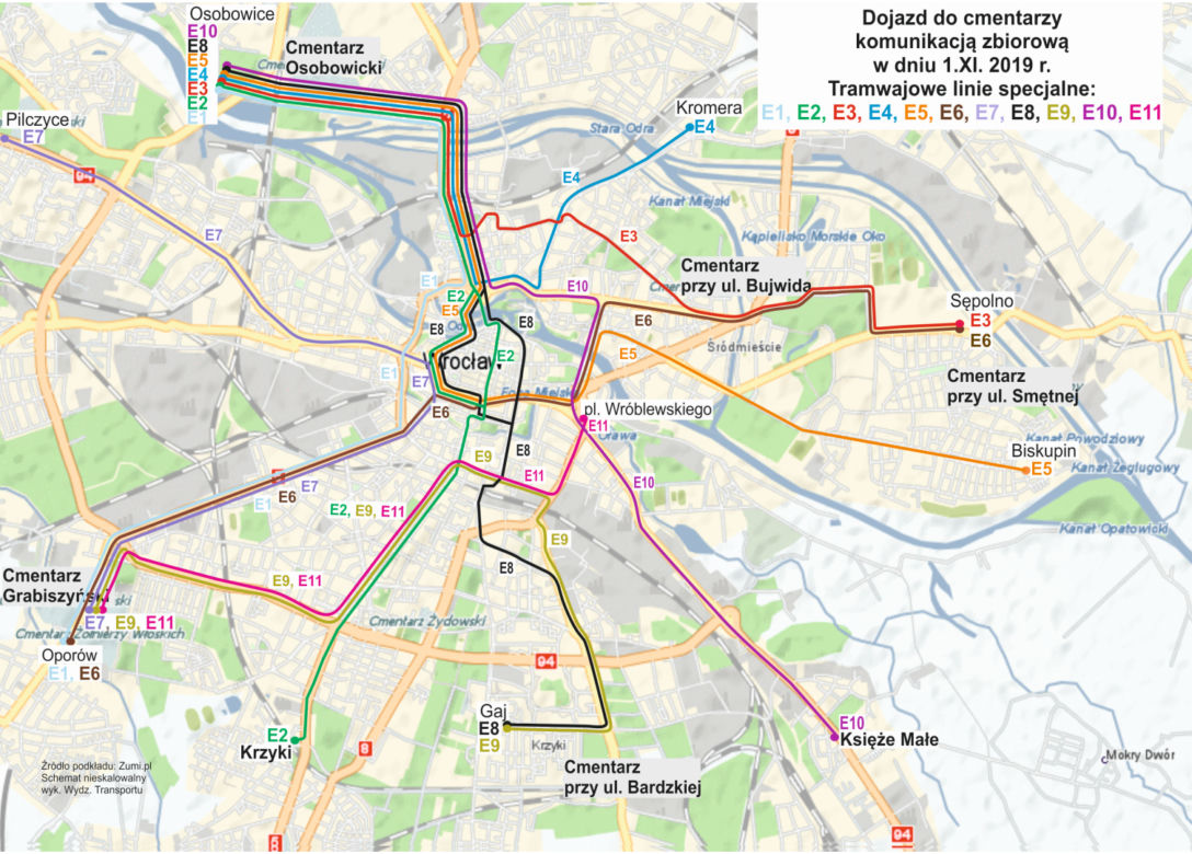 Wszystkich Świętych 2019. Komunikacja miejska we Wrocławiu