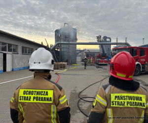 Wybuch i pożar silosu w zakładzie produkcyjnym w Gręboszowie