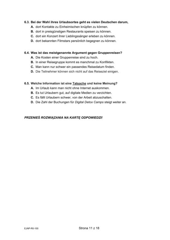 Matura 2024: język niemiecki poziom rozszerzony ARKUSZ CKE [STARA FORMUŁA 2015]