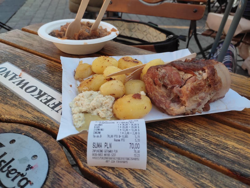 Paragon za obiad na Jarmarku Bożonarodzeniowym w Krakowie