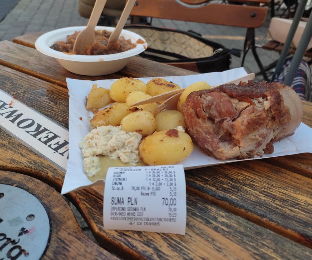 Paragon za obiad na Jarmarku Bożonarodzeniowym w Krakowie
