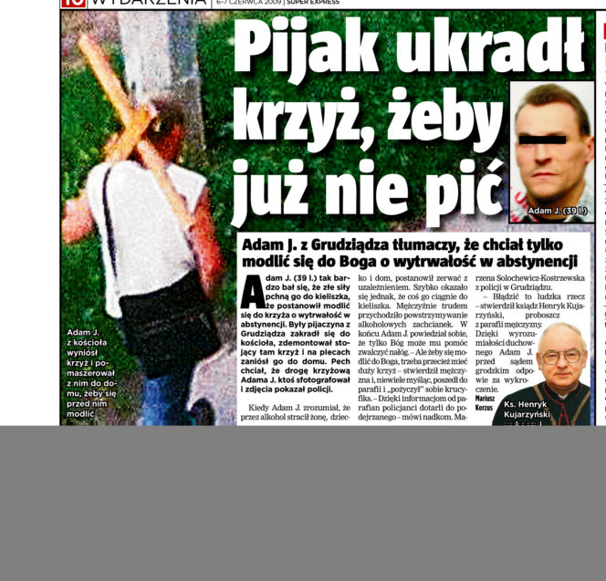 Pijak ukradł krzyż, żeby już nie pić