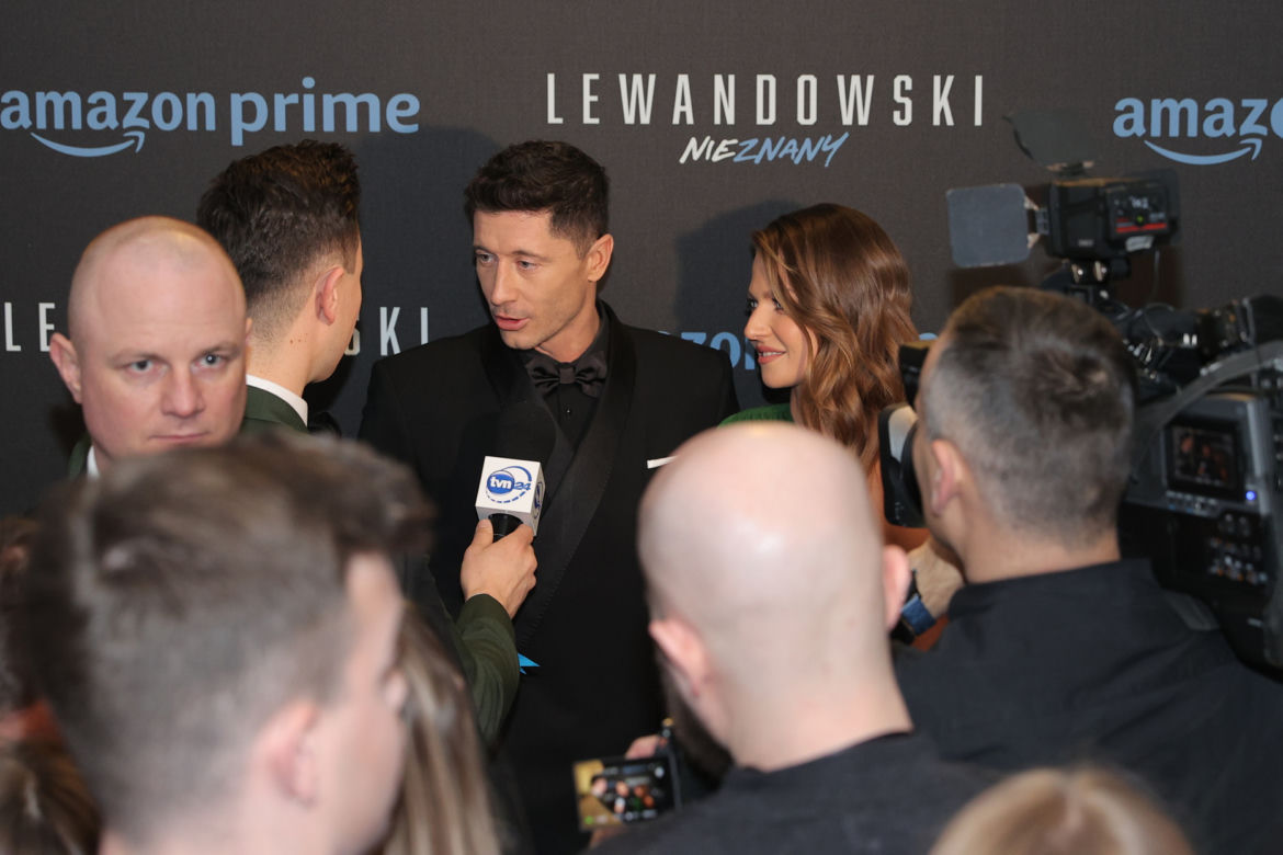 Robert Lewandowski na premierze filmu Nieznany