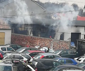 Pożar warsztatu w Sosnowcu