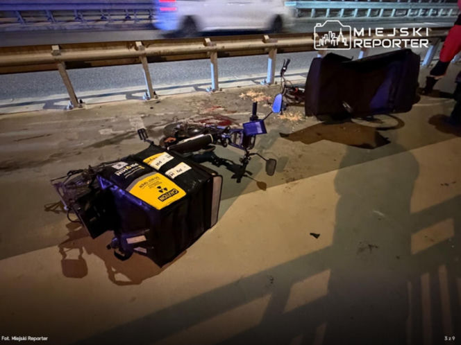 Rowerami dostarczali jedzenie, zderzyli się na wiadukcie. Polała się krew, jeden z nich stracił zęby!