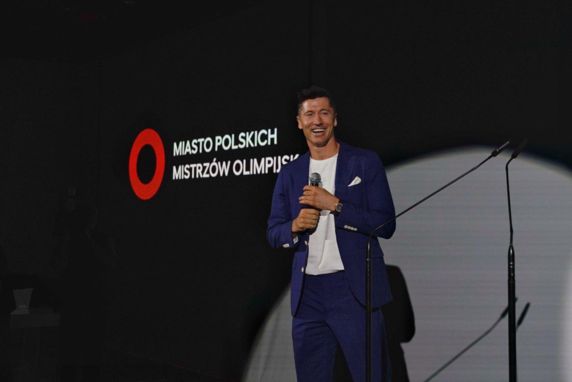 Robert Lewandowski na konferencji prasowej dot. powstania „Miasta Polskich Mistrzów Olimpijskich”