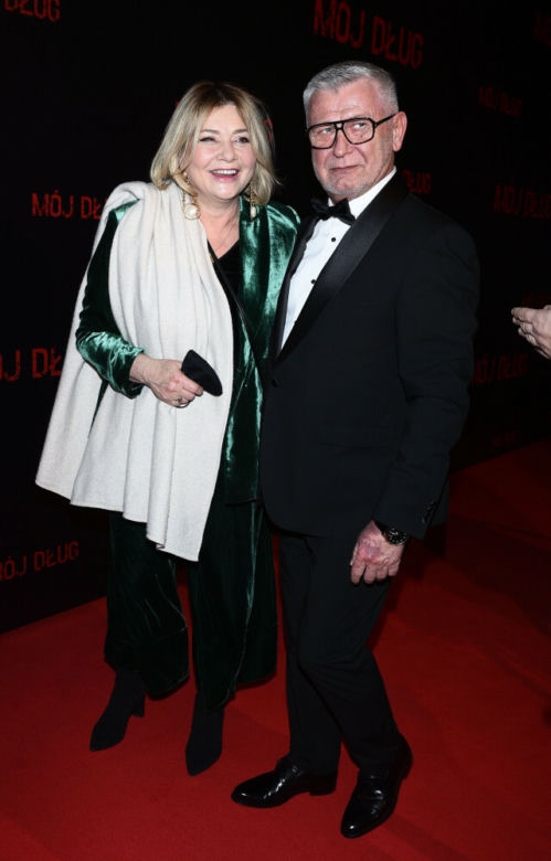 Małgorzata Ostrowska-Królikowska i Bogusław Job na premierze filmu "Mój dług"
