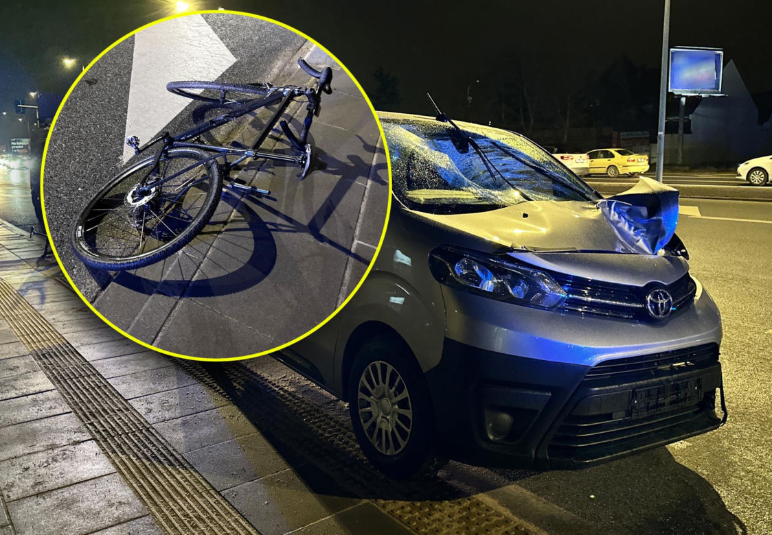 Dramat na drodze. Rozpędzone auto zmiotło rowerzystę z jezdni. Cyklista przeleciał kilkanaście metrów w powietrzu