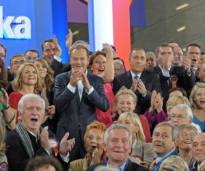 Wybory 2011. Sztab wyborczy PO. Donald Tusk, Ewa Kopacz, komitet poparcia Platformy