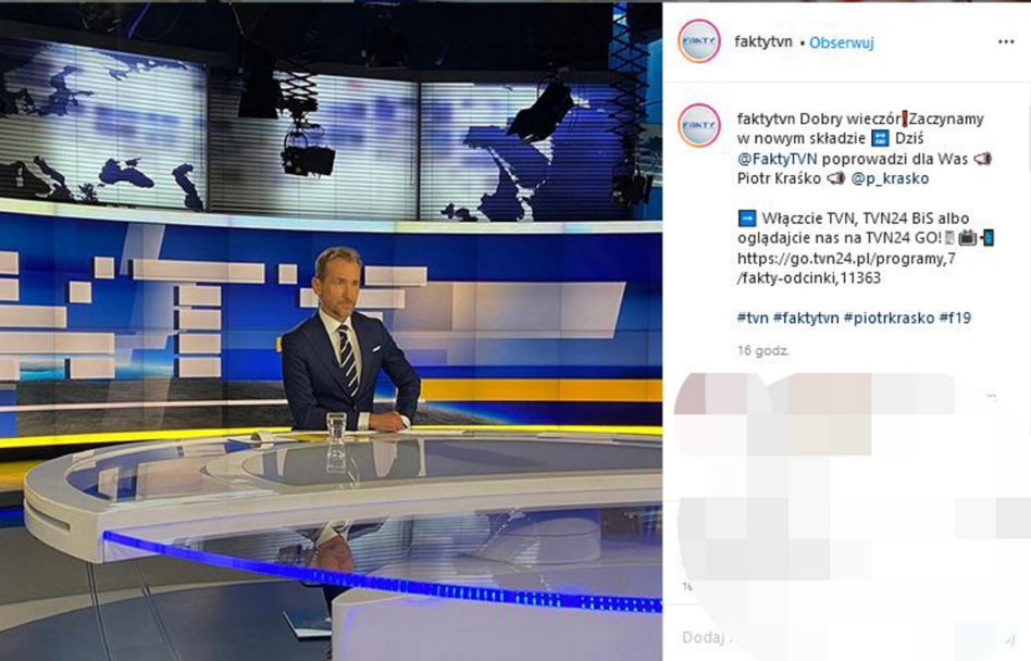 Piotr Kraśko prowadzi  "Fakty" TVN