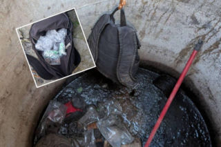 Szok! Plecak pełen narkotyków dyndał na linie w studzience kanalizacyjnej