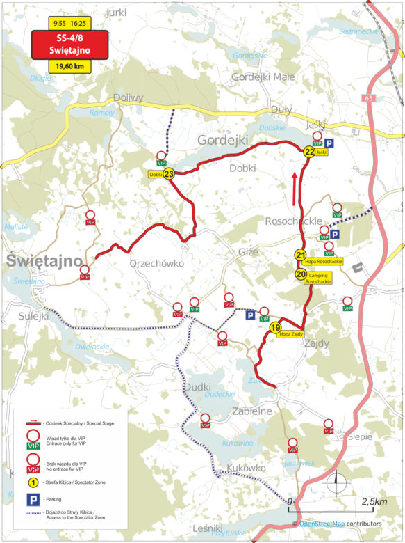 Rajd Polski 2017, odcinek specjalny Świętajno SS 4/8 - MAPA