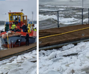 Lodołamacze na Wiśle w Toruniu. Trwa akcja kruszenia lodu