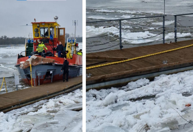 Lodołamacze na Wiśle w Toruniu. Trwa akcja kruszenia lodu