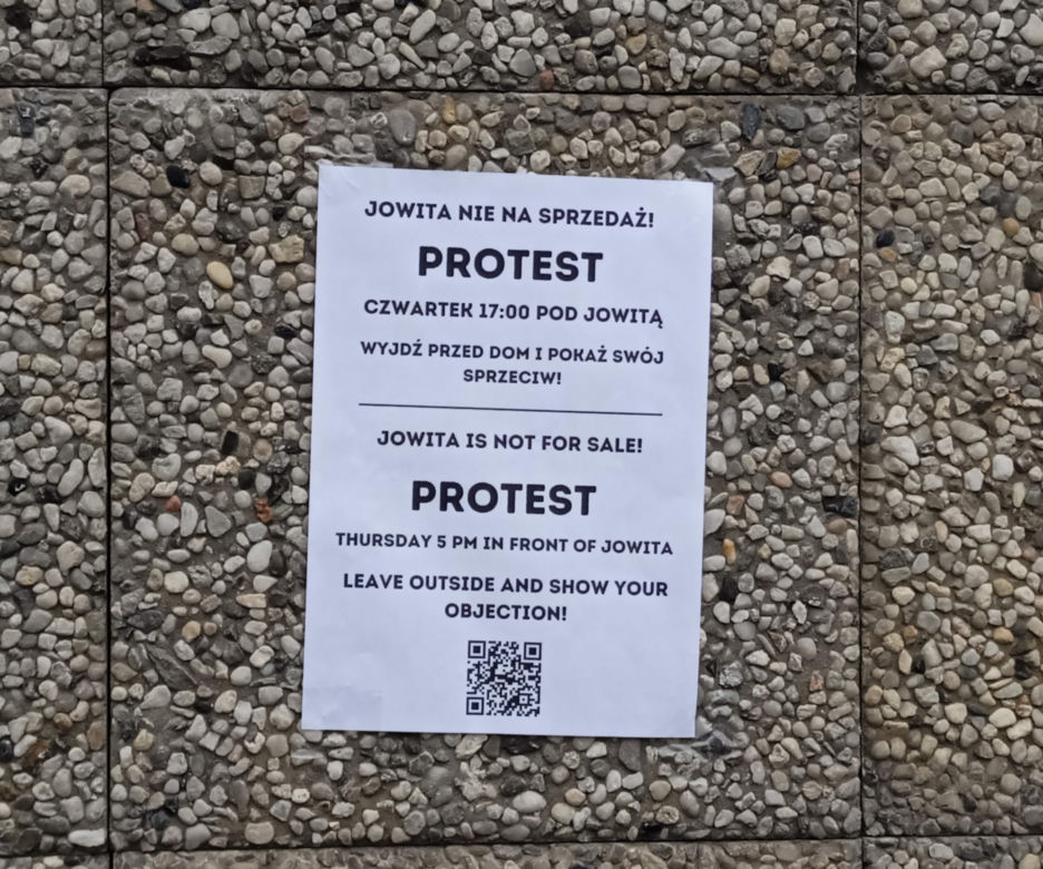 Protest studentów pod Domem Studenckim Jowita w Poznaniu