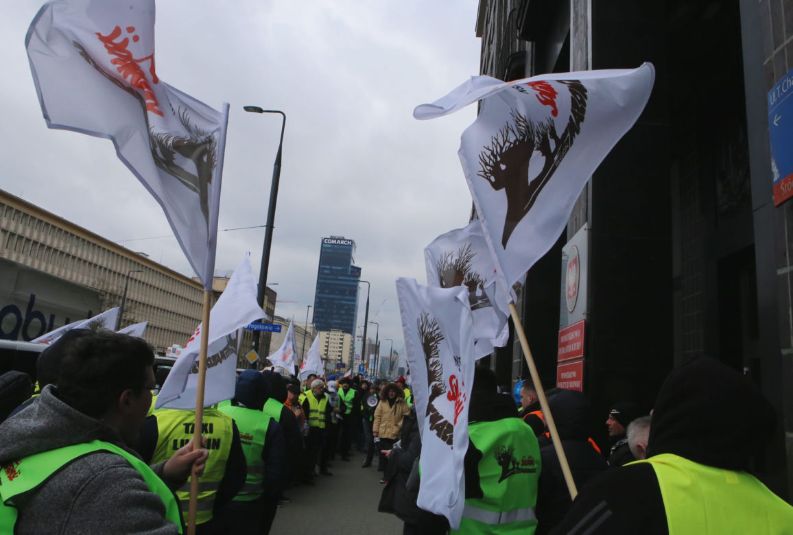 Protest taksówkarzy w Warszawie