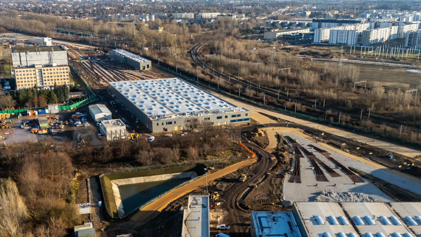 Budowa STP (stacji techniczno-postojowej) Karolin w grudniu 2024