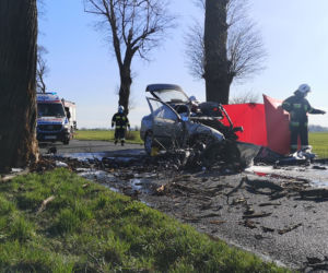 Tragedia pod Nakłem. Kierowca roztrzaskał się na drzewie