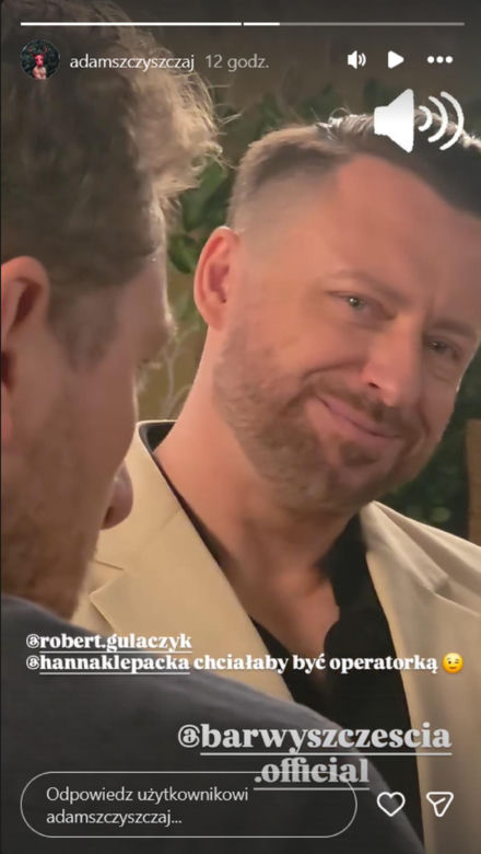Barwy szczęścia nowy sezon na planie. Maciej Wilk (Adam Szczyszczaj), Szczepan (Robert Gulaczyk)
