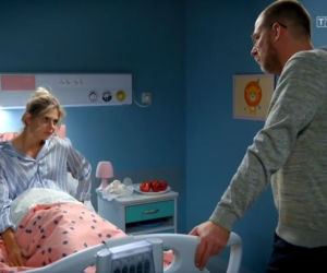 Barwy szczęścia, odc. 2230. Iwona (Izabela Zwierzyńska), Marek (Marcin Perchuć)