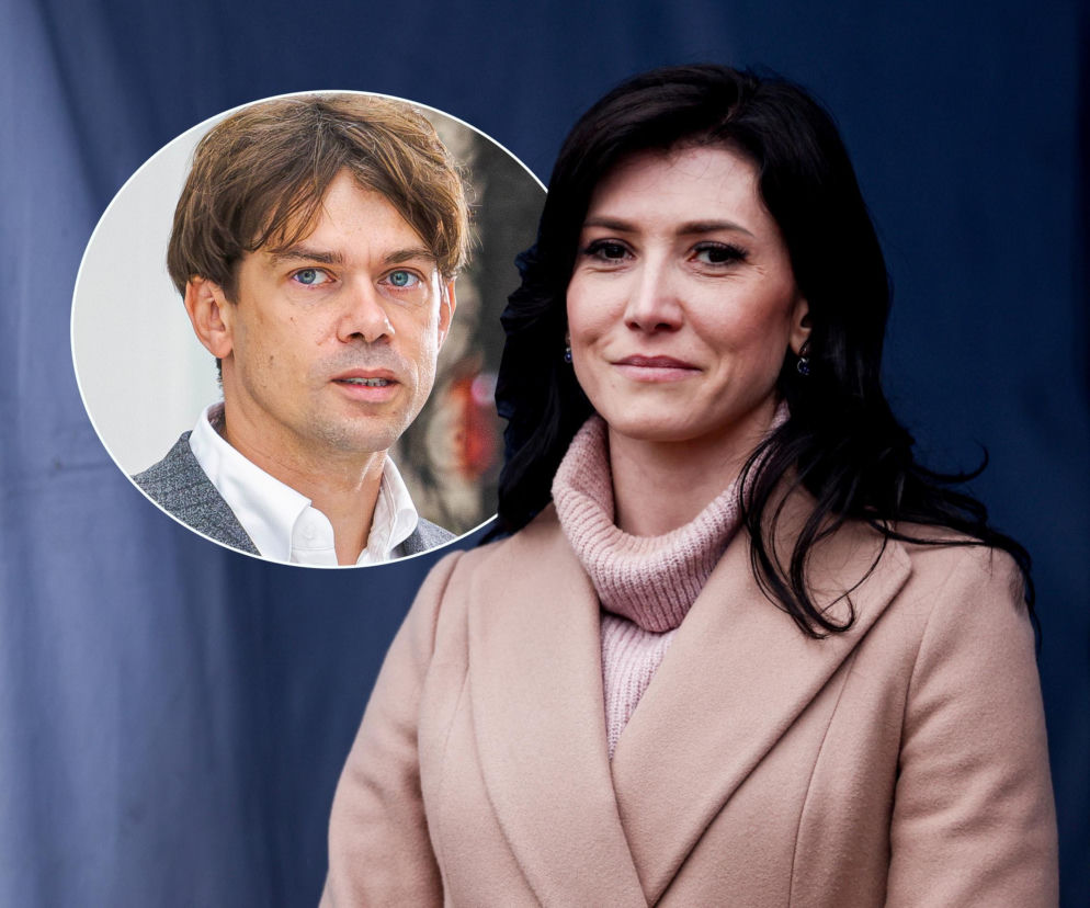 Ewa Zajączkowska-Hernik w beżowym płaszczu. Obok na miniaturze Michał Kołodziejczak. O aferze przeczytasz na SE Polityka.
