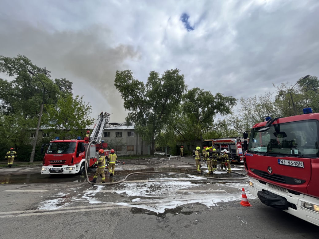 Pożar budynku przy ul. Podskarbińskiej