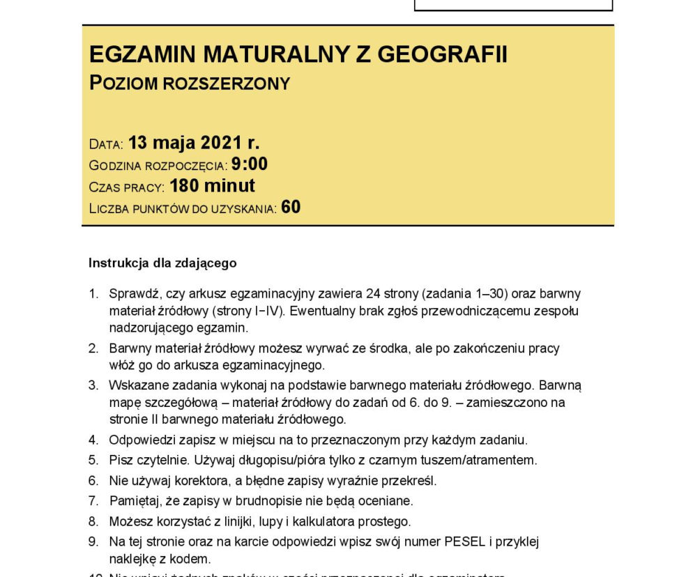 Matura 2021: arkusze z rozszerzonej geografii. Co było na maturze z geografii? [13.05.2021]