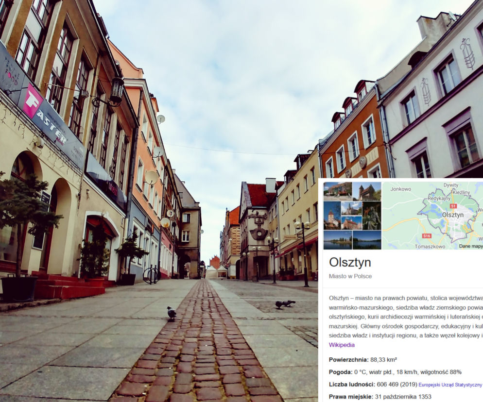 Olsztyn to jedno z największych miast w Polsce? Tak wynika z Google