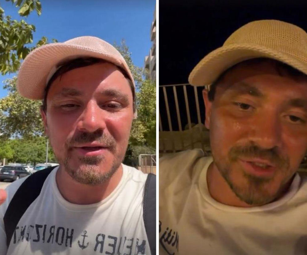 Daniel Martyniuk w czapce z daszkiem na dwóch kadrach z nagrań. O jego atakach na rodziców przeczytasz na SE.