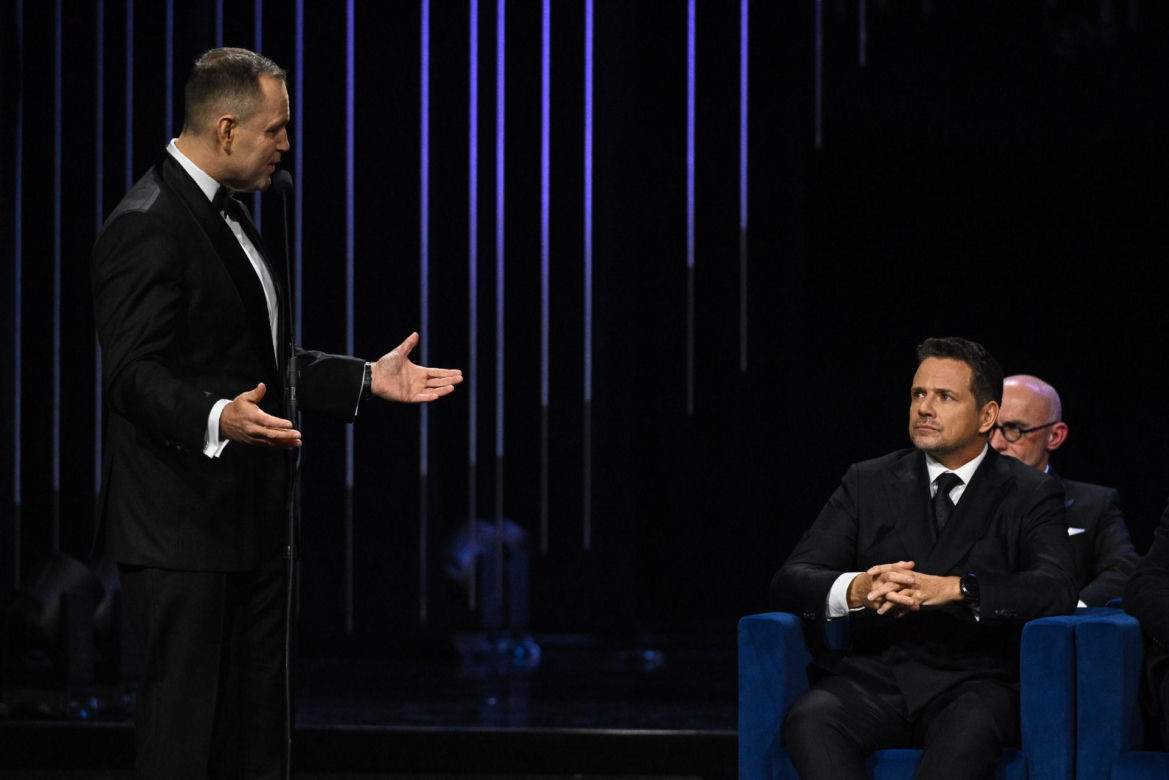 Rafał Trzaskowski i Radosław Sikorski na uroczystej gali po Konkursie Chopinowskim