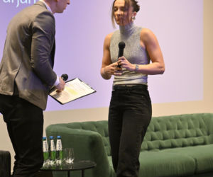 Iga Świątek i Daria Abramowicz na konferencji