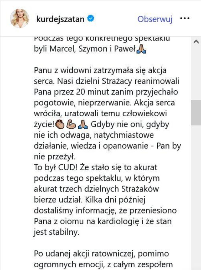 Niepokojące sceny w teatrze! Kurdej-Szatan i strażacy w heroicznym boju o życie