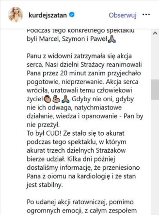 Niepokojące sceny w teatrze! Kurdej-Szatan i strażacy w heroicznym boju o życie