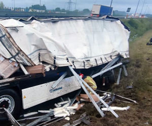 Wypadek na autostradzie A1 w Dobieszowicach na Śląsku