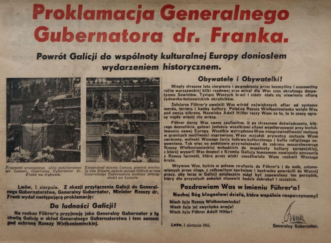 Galicja do GG, proklamacja, Hans Frank