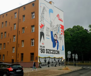 Zniszczony mural na szczecińskich Pomorzanach
