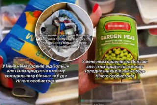 Ukrainka wyrzuca polskie produkty do kosza. Nic osobistego